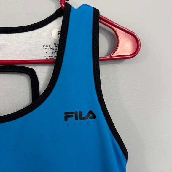 Fila Sport Women's Size Large Blue Compression Activewear Top Built in Bra Tank - Picture 2 of 5